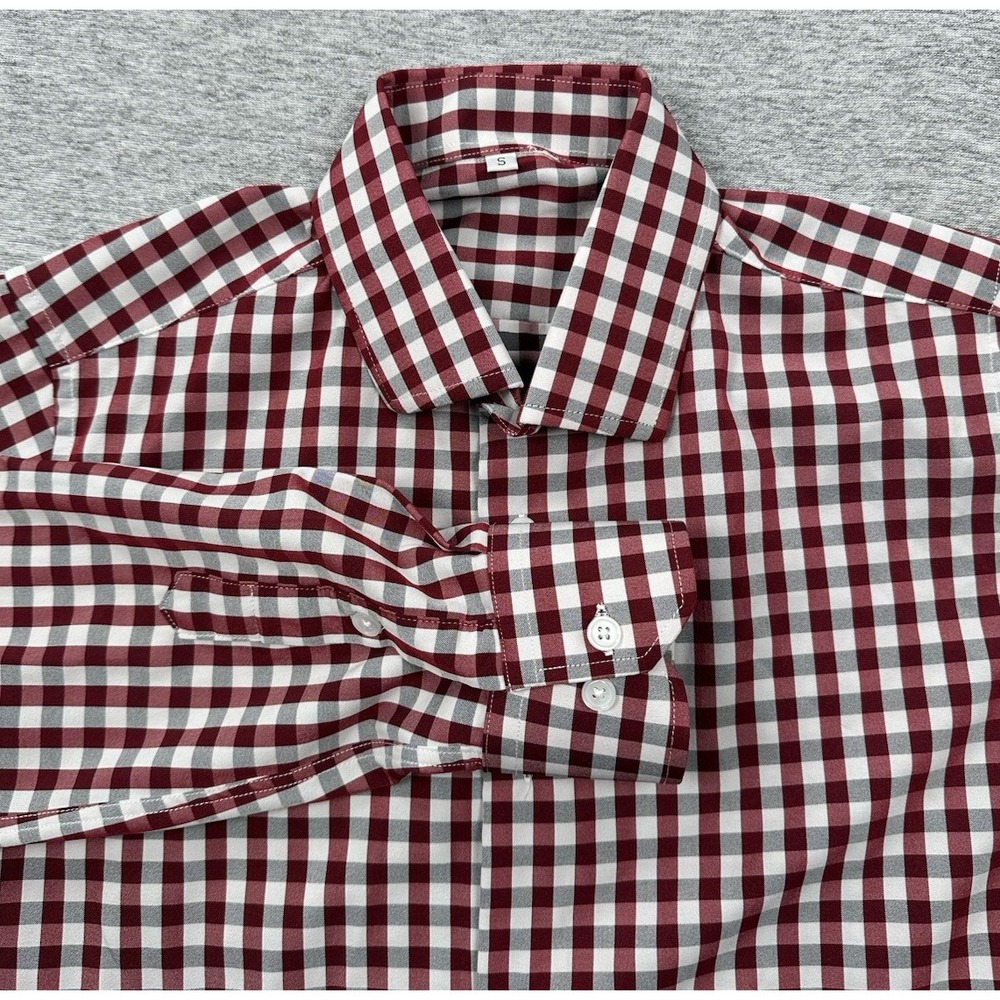 Men's Red and White Checkered Casual Button Down Shirt